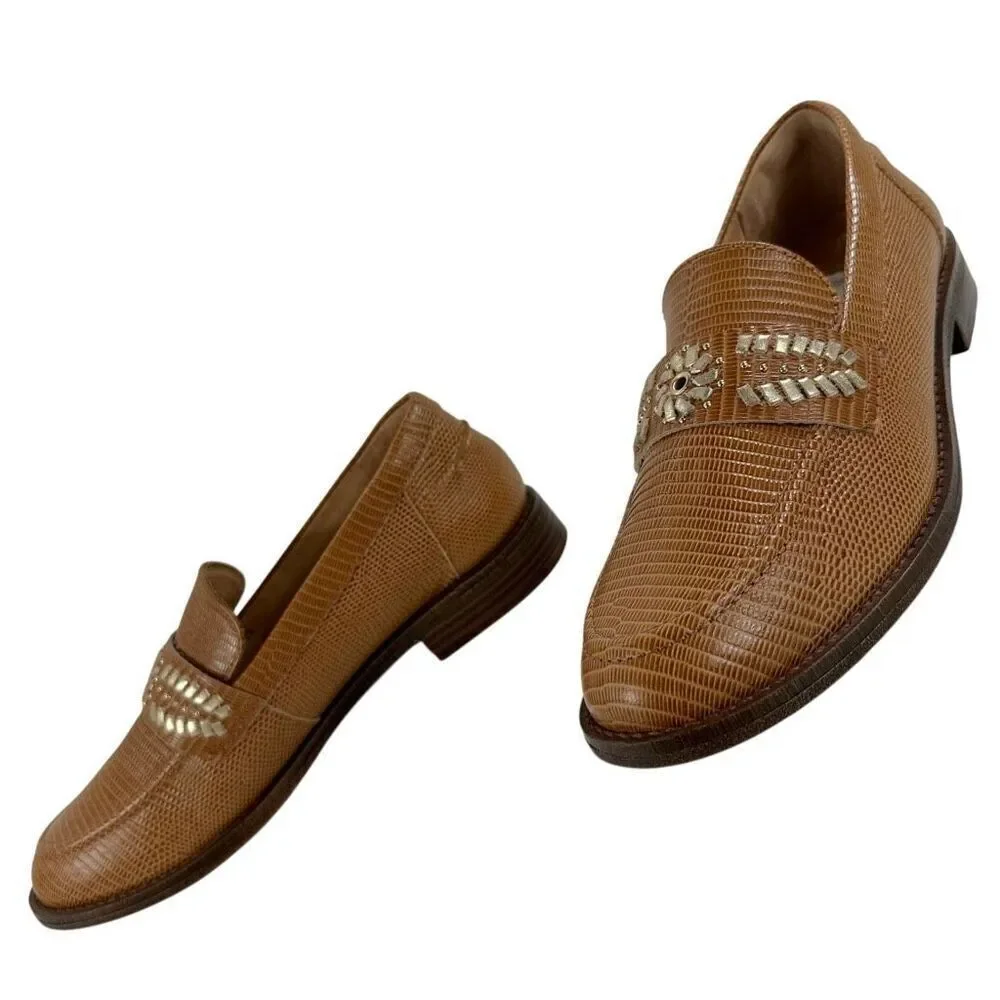 Brioso Frisco Lizard Embossed Leather Loafers Women’s Size 8.5
